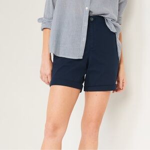 NWT High-Waisted OGC Chino Shorts for Women -- 5-inch inseam Navy size Medium